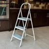 imageRubbermaid 3Step Steel Ladder with Project Tray Folding Step Stool with Hand Grip and NonSlip Feet White Tested to ANSI US Safety Standards No Assembly Required Amazon Exclusive3Step