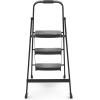 imageRubbermaid 3Step Steel LadderFolding Step Stool with Hand Grip and NonSlip Feet Silver Tested to ANSI US Safety Standards No Assembly RequiredBlack Finish