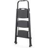 imageRubbermaid 3Step Steel LadderFolding Step Stool with Hand Grip and NonSlip Feet Silver Tested to ANSI US Safety Standards No Assembly RequiredBlack Finish