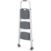 imageRubbermaid 3Step Steel LadderFolding Step Stool with Hand Grip and NonSlip Feet Silver Tested to ANSI US Safety Standards No Assembly RequiredWhite Finish