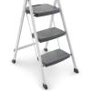 imageRubbermaid 3Step Steel LadderFolding Step Stool with Hand Grip and NonSlip Feet Silver Tested to ANSI US Safety Standards No Assembly RequiredWhite Finish