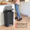 imageRubbermaid Classic 13 Gallon Premium StepOn Trash Can with Lid and StainlessSteel Pedal White Waste Bin for KitchenBlack