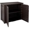 imageRubbermaid Decorative Outdoor Storage Cabinet 123 Gal Weather Resistant Dark Brown Organization for HomeBackyardPool ChemicalsToysGarden ToolsPorchPatio CushionsBlack Oak