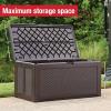 imageRubbermaid Medium Resin Outdoor Storage Deck Box 74 Gal Weather Resistant Black Deck Organization for HomeBackyardPool ChemicalsToysGarden ToolsPorchPatio CushionsBrown