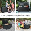 imageRubbermaid Medium Resin Outdoor Storage Deck Box 74 Gal Weather Resistant Black Deck Organization for HomeBackyardPool ChemicalsToysGarden ToolsPorchPatio CushionsCharcoal