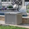 imageRubbermaid Medium Resin Outdoor Storage Deck Box 74 Gal Weather Resistant Black Deck Organization for HomeBackyardPool ChemicalsToysGarden ToolsPorchPatio CushionsGray