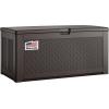 imageRubbermaid Medium Resin Outdoor Storage Deck Box 74 Gal Weather Resistant Black Deck Organization for HomeBackyardPool ChemicalsToysGarden ToolsPorchPatio CushionsBrown