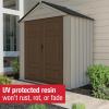imageRubbermaid Resin Outdoor Storage Shed With Floor 7 x 35 Ft Weather Resistant BrownGrey Organization for HomeLawn MowerBackyard EquipmentBike StoragePool SuppliesGrayBrown