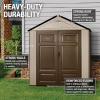 imageRubbermaid Resin Outdoor Storage Shed With Floor 7 x 35 Ft Weather Resistant BrownGrey Organization for HomeLawn MowerBackyard EquipmentBike StoragePool SuppliesGrayBrown