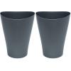 imageRubbermaid Spa Works Compact Contemporary Style 9 Quart Indoor Open Vanity Home Trash Container WhiteGunmetal Blue