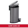 imageRubbermaid Stainless Steel SemiRound StepOn Trash Can 16Gallon Charcoal Small Wastebasket with Lid for HomeKitchenBathroomOfficeSemiRound StepOn