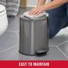 imageRubbermaid Stainless Steel SemiRound StepOn Trash Can 16Gallon Charcoal Small Wastebasket with Lid for HomeKitchenBathroomOfficeSemiRound StepOn