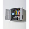 imageRubbermaid Wall Mounted Storage Cabinet with Doors 150Pound Capacity Gray Lockable ThreeShelf Cubbard for ToolsCar AccessoriesCleaning in HomeGarageOutdoor AreasSmall