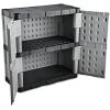 imageRubbermaid Wall Mounted Storage Cabinet with Doors 150Pound Capacity Gray Lockable ThreeShelf Cubbard for ToolsCar AccessoriesCleaning in HomeGarageOutdoor AreasMedium