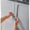 imageRubbermaid Wall Mounted Storage Cabinet with Doors 150Pound Capacity Gray Lockable ThreeShelf Cubbard for ToolsCar AccessoriesCleaning in HomeGarageOutdoor AreasMedium