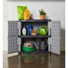 imageRubbermaid Wall Mounted Storage Cabinet with Doors 150Pound Capacity Gray Lockable ThreeShelf Cubbard for ToolsCar AccessoriesCleaning in HomeGarageOutdoor AreasMedium