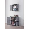 imageRubbermaid Wall Mounted Storage Cabinet with Doors 150Pound Capacity Gray Lockable ThreeShelf Cubbard for ToolsCar AccessoriesCleaning in HomeGarageOutdoor AreasSmall