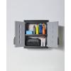 imageRubbermaid Wall Mounted Storage Cabinet with Doors 150Pound Capacity Gray Lockable ThreeShelf Cubbard for ToolsCar AccessoriesCleaning in HomeGarageOutdoor AreasSmall