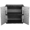 imageRubbermaid Wall Mounted Storage Cabinet with Doors 150Pound Capacity Gray Lockable ThreeShelf Cubbard for ToolsCar AccessoriesCleaning in HomeGarageOutdoor AreasMedium