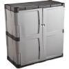 imageRubbermaid Wall Mounted Storage Cabinet with Doors 150Pound Capacity Gray Lockable ThreeShelf Cubbard for ToolsCar AccessoriesCleaning in HomeGarageOutdoor AreasMedium