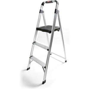 imageRubbermaid 3Step Lightweight Aluminum Step Stool Ladder ANSI Type 2 Duty Rating 225Pound Capacity