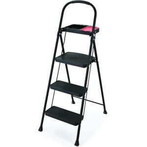 imageRubbermaid 3Step Steel Ladder with Project Tray Folding Step Stool with Hand Grip and NonSlip Feet White Tested to ANSI US Safety Standards No Assembly Required Amazon Exclusive3Step w Project Tray