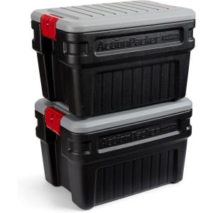 imageRubbermaid ActionPacker 48 Gal with 8 Gal Containers Nested Lockable Storage Bins Industrial Rugged Storage Container Bundle with Lids24 galPack of 2
