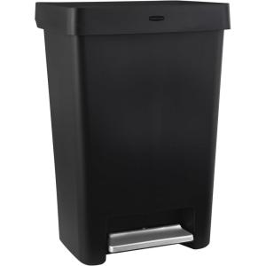 imageRubbermaid Classic 13 Gallon Premium StepOn Trash Can with Lid and StainlessSteel Pedal White Waste Bin for KitchenBlack
