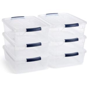 imageRubbermaid Cleverstore 6 Qt Clear Storage Bins with Lids 12Pack Stackable BPAFree Made in USA16 Qt  6 Pack