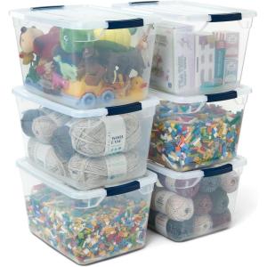 imageRubbermaid Cleverstore 6 Qt Clear Storage Bins with Lids 12Pack Stackable BPAFree Made in USA32 Qt  6 Pack