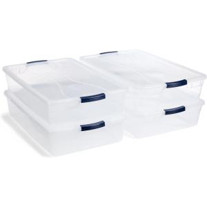 imageRubbermaid Cleverstore 74 Qt Clear Storage Bins with Lids 4Pack Stackable BPAFree Made in USA42 Qt  4 Pack