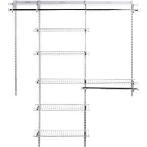 imageRubbermaid Configurations Deluxe Custom Closet Kit 36 Ft Adjustable Metal Wire Shelving White Finish Expandable Organization System Hardware Included for Home ClosetPantryLaundryMudroomWhite