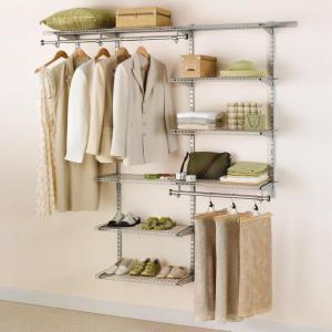 imageRubbermaid Configurations Deluxe Custom Closet Kit 36 Ft Adjustable Metal Wire Shelving White Finish Expandable Organization System Hardware Included for Home ClosetPantryLaundryMudroomTitanium