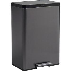 imageRubbermaid Elite Stainless Steel Metal Dual Stream StepOn Trash 105Gallon Charcoal Wastebasket HomeKitchen Trash and Recycle Bin Combo105 Gallon