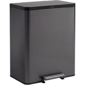 imageRubbermaid Elite Stainless Steel Metal Dual Stream StepOn Trash 105Gallon Charcoal Wastebasket HomeKitchen Trash and Recycle Bin Combo158 Gallon