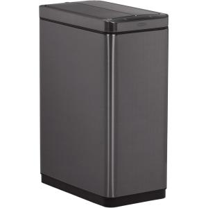 imageRubbermaid Elite Stainless Steel Slim Sensor Trash Can 12Gallon Batteries Included Charcoal Wastebasket for HomeKitchenHotelLobbyOffice 118GSlim Sensor