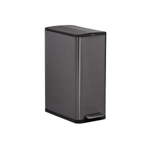 imageRubbermaid Elite Stainless Steel Slim StepOn Trash Can 12 Gallon Charcoal Wastebasket for HomeKitchenGarageApartmentOfficeSlim StepOn
