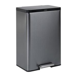imageRubbermaid Elite Stainless Steel Slim StepOn Trash Can 12 Gallon Charcoal Wastebasket for HomeKitchenGarageApartmentOfficeStepOn