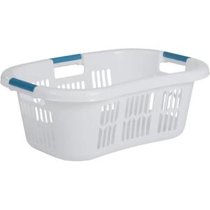 imageRubbermaid Large HipHugger Laundry BasketHamper 15Bushel White Stackable Storage BinOrganizer for BathroomBedroomDormHome21 Bushel