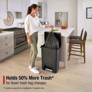 imageRubbermaid Premier HighCapacity StepOn Trash Can 19 Gallon Single or Dual Stream Trash or Recycling Charcoal StainlessSteel Rim Lid Lock Quiet Lid for HomeKitchenGarageApartment