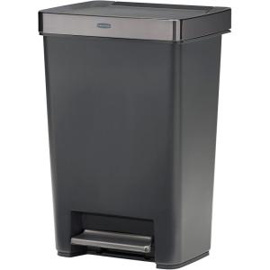 imageRubbermaid Premier Series III StepOn Trash Can for Home and Kitchen with Stainless Steel Rim 124 Gallon Charcoal for HomeKitchenGarageApartmentOffice124G  Metal Rim