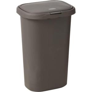 imageRubbermaid Spring Top Trash Can with Lid 13 Gallon Gray Plastic Garbage Bin for HomeKitchenOfficeGarageGray