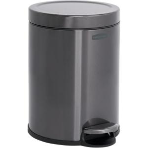 imageRubbermaid Stainless Steel SemiRound StepOn Trash Can 16Gallon Charcoal Small Wastebasket with Lid for HomeKitchenBathroomOfficeRound StepOn