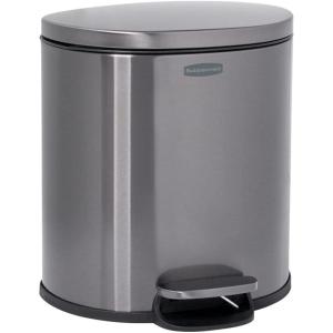 imageRubbermaid Stainless Steel SemiRound StepOn Trash Can 16Gallon Charcoal Small Wastebasket with Lid for HomeKitchenBathroomOfficeSemiRound StepOn