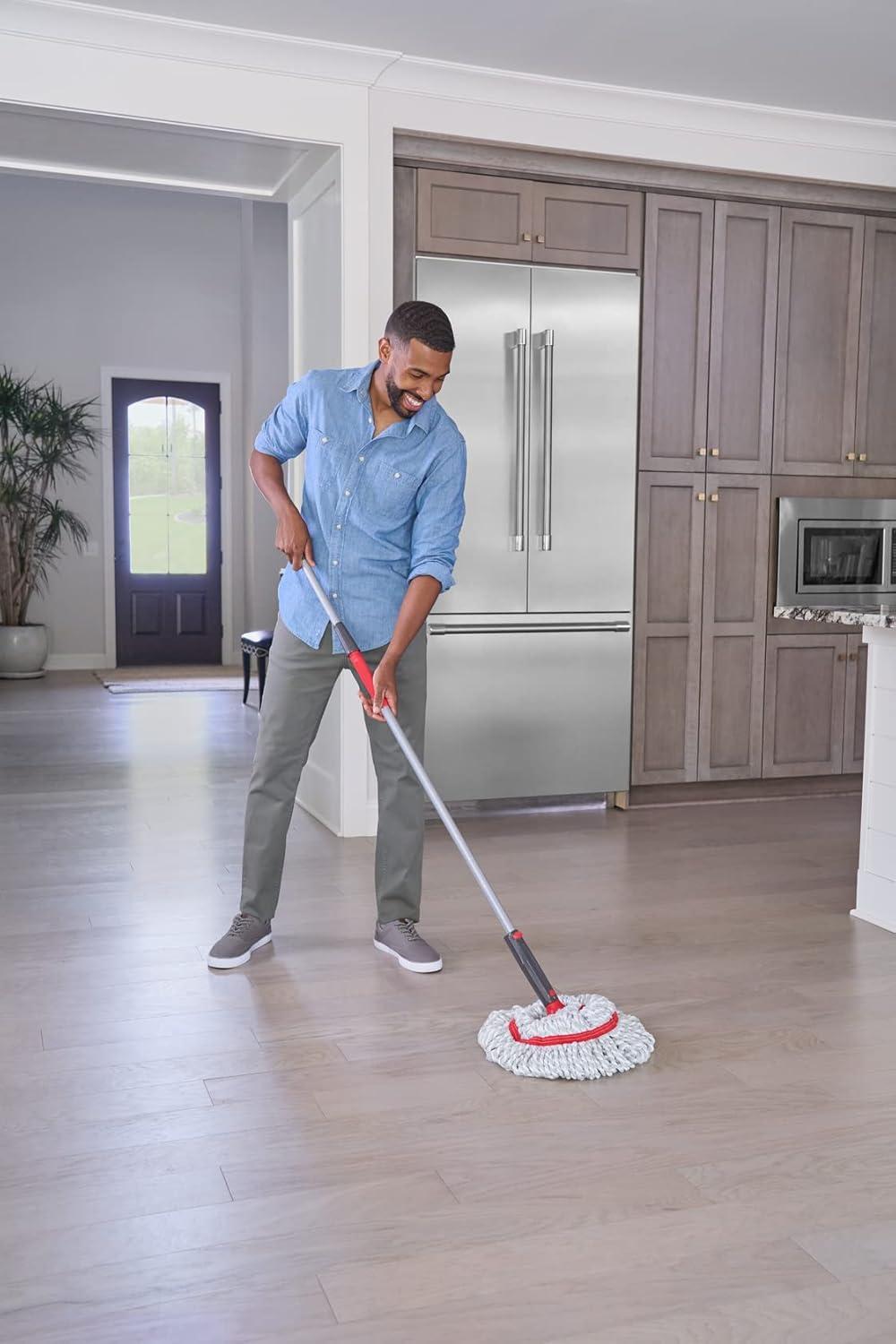 imageRubbermaid Microfiber Twist Mop Kit with 2 Refills Kit Machine Washable Builtin Wringer Lightweight Safe for All Floor Types Deep Cleaning for HomeBathroomGarageOfficeMicrofiber Twist Mop  Collapsible