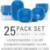 imageRubbermaid 50Piece Food Storage Containers with Lids for Lunch Meal Prep and Leftovers Dishwasher Safe Set of 25 Marine BlueMarine Blue