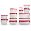 imageRubbermaid 50Piece Food Storage Containers with Lids for Lunch Meal Prep and Leftovers Dishwasher Safe Set of 25 Marine BlueRed