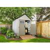imageRubbermaid 7 Foot by 7 Foot Weatherproof Outdoor Storage Shed for Garden Tools and Lawn Machinery Organization with Lockable Double Door SandstoneBeige