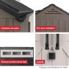 imageRubbermaid 7 Foot by 7 Foot Weatherproof Outdoor Storage Shed for Garden Tools and Lawn Machinery Organization with Lockable Double Door SandstoneBrown