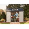 imageRubbermaid 7 Foot by 7 Foot Weatherproof Outdoor Storage Shed for Garden Tools and Lawn Machinery Organization with Lockable Double Door SandstoneBrown